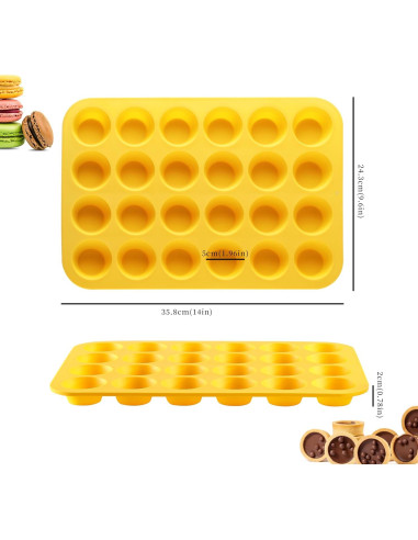 Molde de Silicona para Mini Muffin VITUER 24 Cavidades Rojo Amarillo