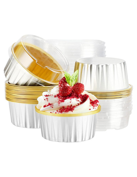 Ramequines Desechables EUSOAR 25pcs 5oz Aluminio con Tapas