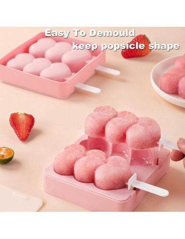 Moldes de Paletas de Silicona CUISITOOL 4 Piezas Rosa