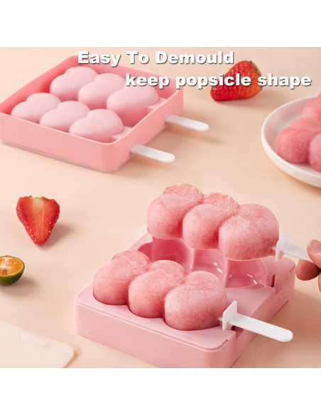 Moldes de Paletas de Silicona CUISITOOL 4 Piezas Rosa