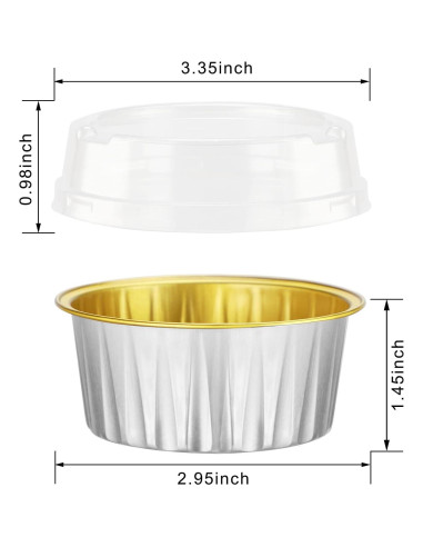 Ramequines Desechables EUSOAR 25pcs 5oz Aluminio con Tapas