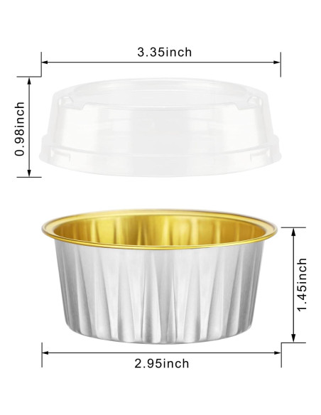 Ramequines Desechables EUSOAR 25pcs 5oz Aluminio con Tapas