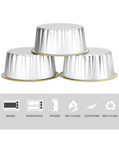 Ramequines Desechables EUSOAR 25pcs 5oz Aluminio con Tapas