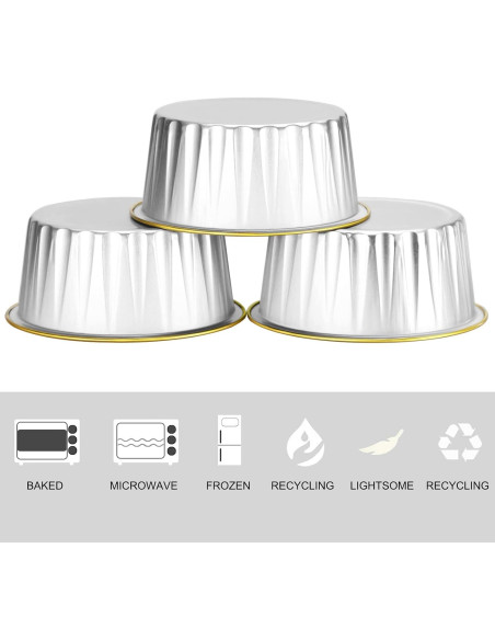 Ramequines Desechables EUSOAR 25pcs 5oz Aluminio con Tapas