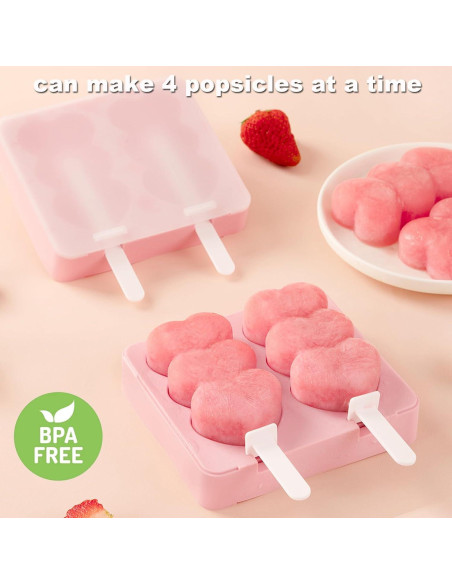 Moldes de Paletas de Silicona CUISITOOL 4 Piezas Rosa