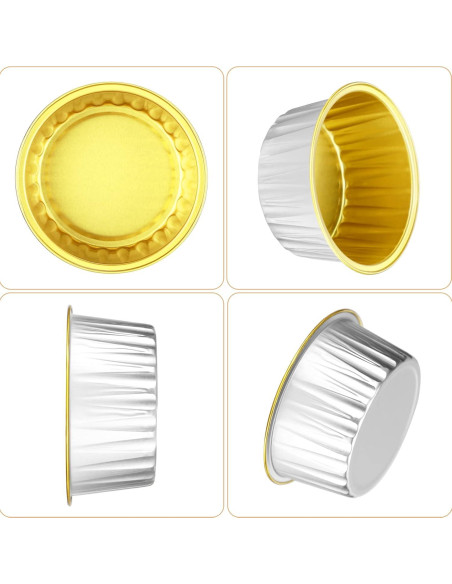 Ramequines Desechables EUSOAR 25pcs 5oz Aluminio con Tapas
