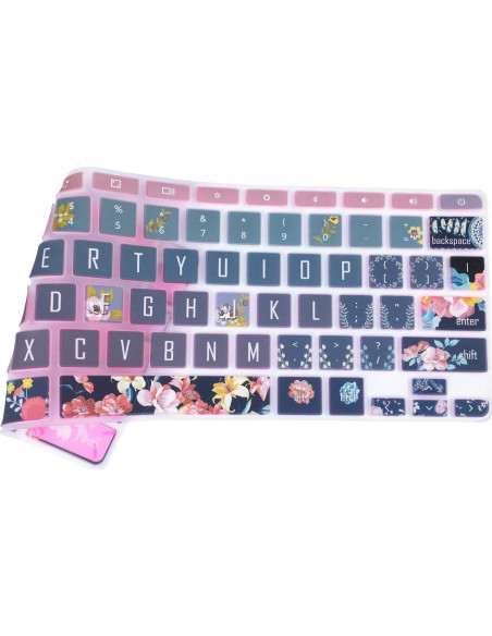 Funda de Teclado Silicona SANFORIN 14" HP Chromebook Flor Roja