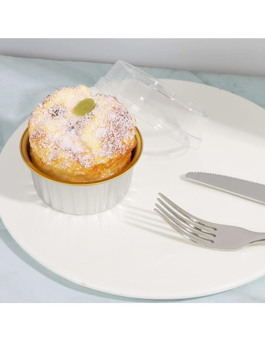 Ramequines Desechables EUSOAR 25pcs 5oz Aluminio con Tapas