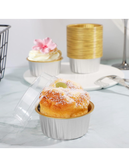 Ramequines Desechables EUSOAR 25pcs 5oz Aluminio con Tapas