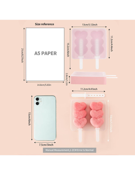 Moldes de Paletas de Silicona CUISITOOL 4 Piezas Rosa