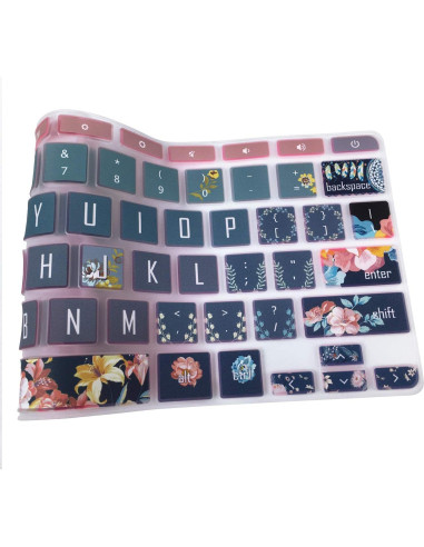 Funda de Teclado Silicona SANFORIN 14" HP Chromebook Flor Roja
