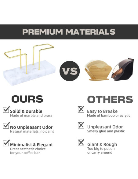 Soporte para Filtros de Café PUNNIO de Mármol Blanco y Latón
