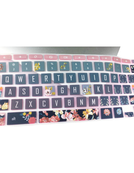 Funda de Teclado Silicona SANFORIN 14" HP Chromebook Flor Roja