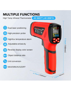 Termómetro Infrarrojo MESTEK IR05B -2000C, Pantalla LCD Colorida 2