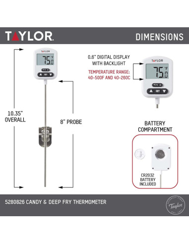 Termómetro Digital Programable Taylor para Caramelos y Freír