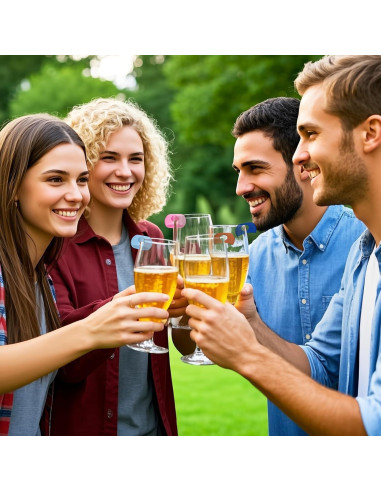 12 Marcadores de Copas de Vino Silicona Femeng para Fiestas