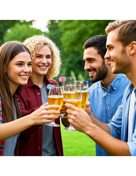 12 Marcadores de Copas de Vino Silicona Femeng para Fiestas