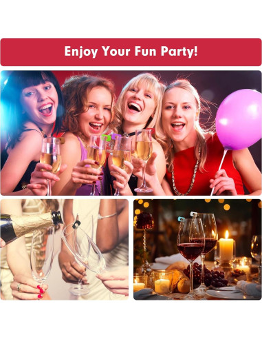 12 Marcadores de Copas de Vino Silicona Femeng para Fiestas