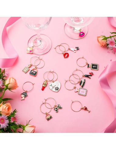 16 Encantos de Vaso de Vino para Mujeres - Marcadores de Bebida