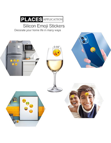 Pegatinas Emoji Reutilizables MORCART - 84 Piezas para Bebidas