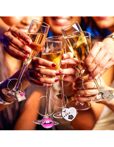 16 Encantos de Vaso de Vino para Mujeres - Marcadores de Bebida