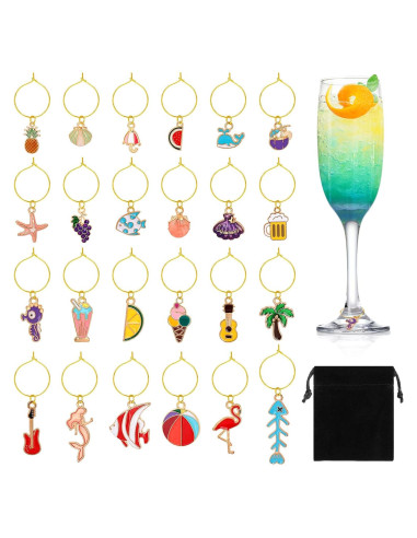 SANNIX 24 Encantos para Copas de Vino - Decoración Playa