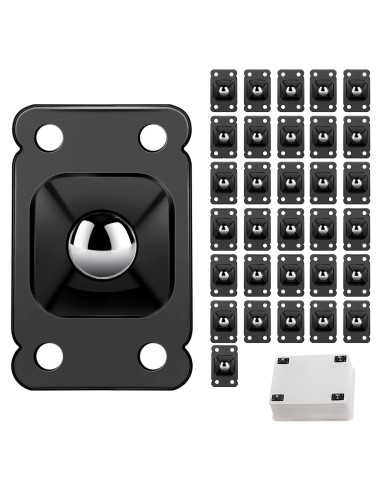 32 Ruedas Autoadhesivas de Acero Inoxidable 360 - Negro