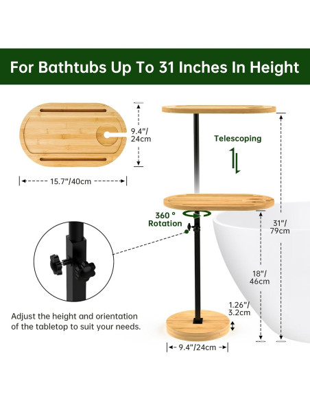 Mesa de Bandeja para Sofá NiHome Bamboo Ajustable 45.7-78.7 cm