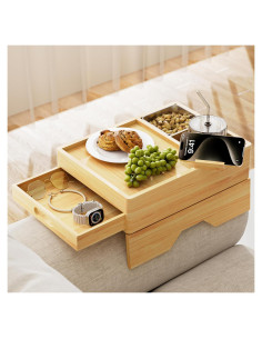 Bandeja para Sostener Bebidas de Sofá Aollewoiti 7 en 1 Madera