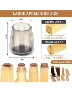 16 Protectores de Suelo para Patas de Sillas Silicona Enthun 2