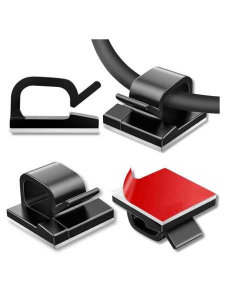 100 Clips de Cable Adhesivos Suoundey para Oficina y Hogar