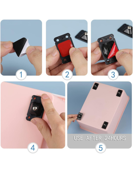 32 Ruedas Autoadhesivas de Acero Inoxidable 360 - Negro