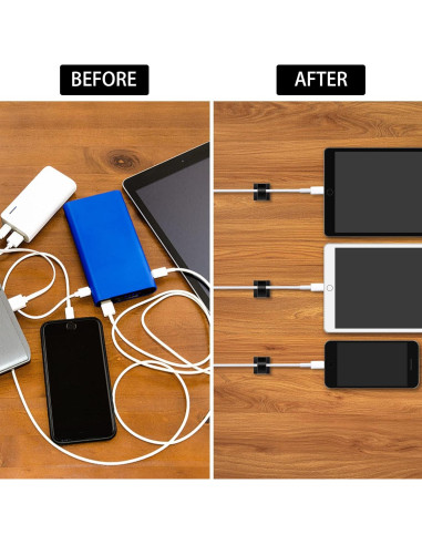 100 Clips de Cable Adhesivos Suoundey para Oficina y Hogar