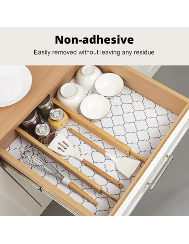 Forro Antideslizante Bounmer Cuatrohojas Blancas 30.48x304.8cm