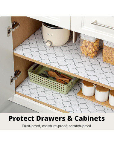 Forro Antideslizante Bounmer Cuatrohojas Blancas 30.48x304.8cm