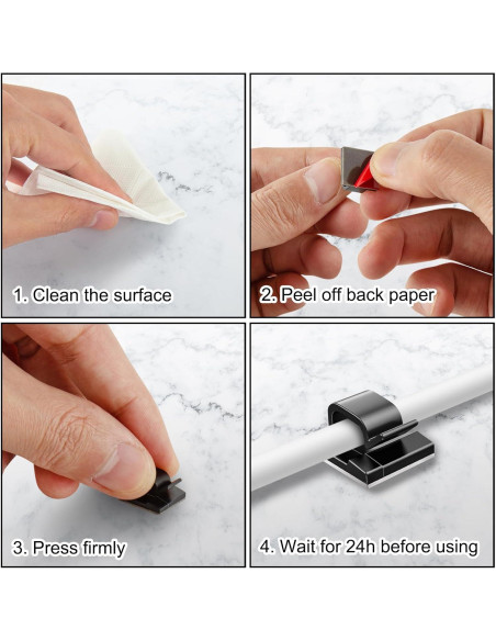 100 Clips de Cable Adhesivos Suoundey para Oficina y Hogar