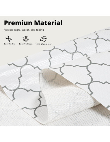Forro Antideslizante Bounmer Cuatrohojas Blancas 30.48x304.8cm