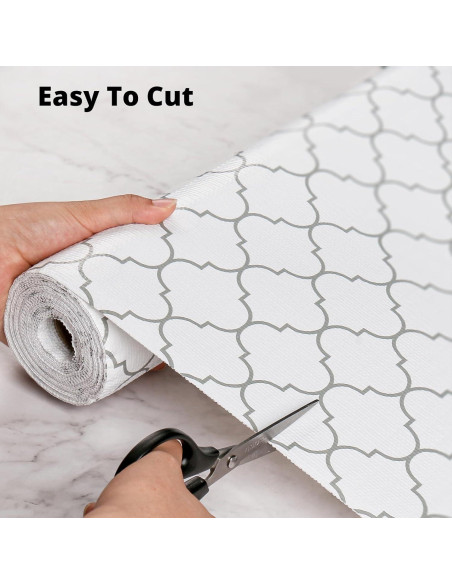 Forro Antideslizante Bounmer Cuatrohojas Blancas 30.48x304.8cm