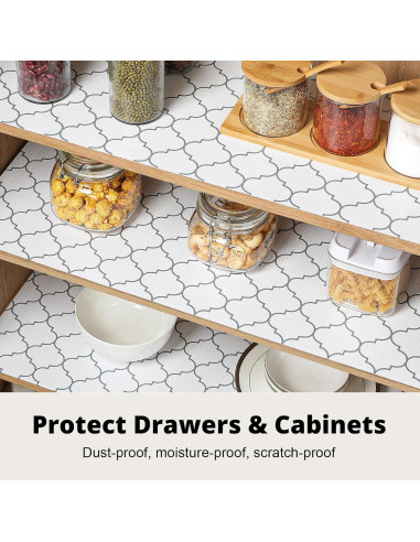 Forro Antideslizante Bounmer Cuatrohojas Blancas 30.48x304.8cm