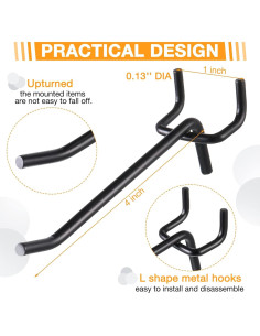 Ganchos para Tablero de Clavos Shimeyao 100 Pcs 10 cm Negro 2