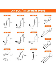 Kit de Accesorios para Organizador de Tablero Perforado 264 PCS Enjoywood 2