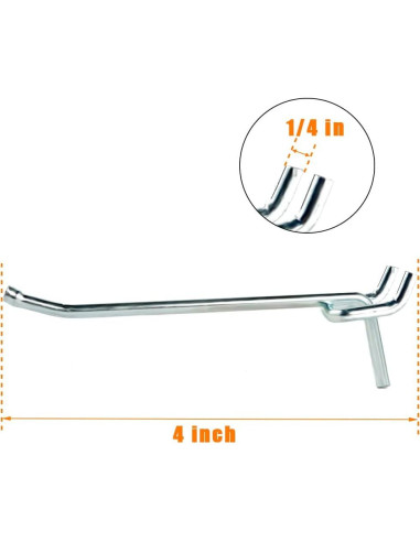 Ganchos de Metal Galvanizado Rawall 10 cm para Tablero Perforado