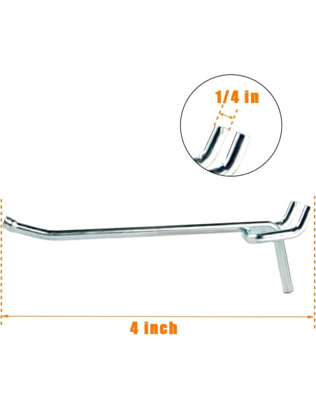 Ganchos de Metal Galvanizado Rawall 10 cm para Tablero Perforado