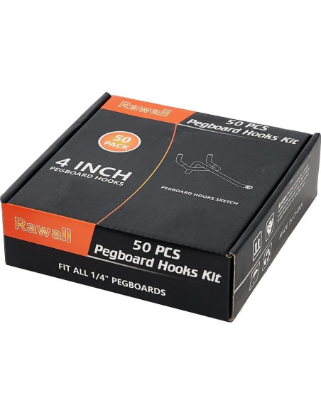 Ganchos de Metal Galvanizado Rawall 10 cm para Tablero Perforado