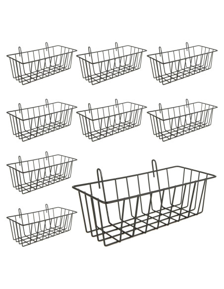 Cestas Colgantes de Alambre Oungy 10 PCS Negro 22.86x10.16 cm