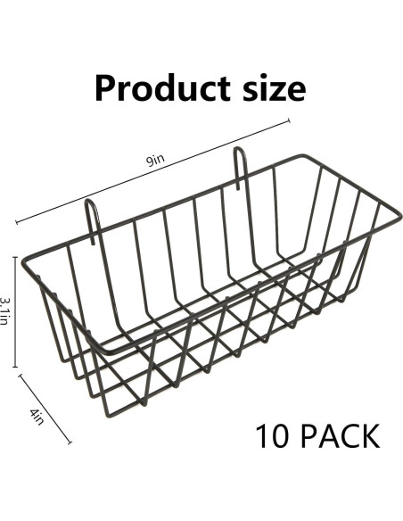 Cestas Colgantes de Alambre Oungy 10 PCS Negro 22.86x10.16 cm