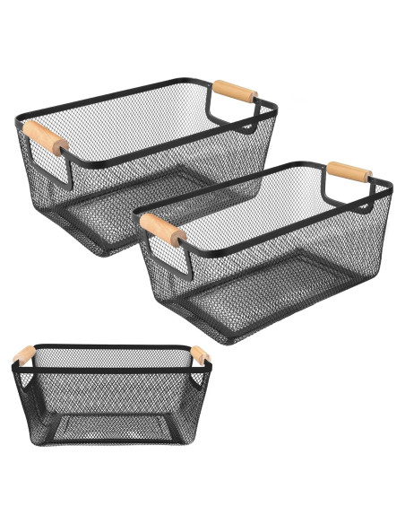 Juego de 2 Canastas de Malla de Metal PTSGCAI 31x21x14 cm Juego de 2 Canastas de Malla de Metal PTSGCAI 31x21x14 cm