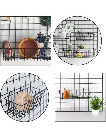 Cestas Colgantes de Alambre Oungy 10 PCS Negro 22.86x10.16 cm