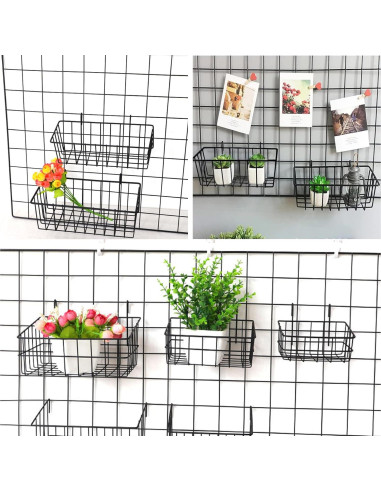 Cestas Colgantes de Alambre Oungy 10 PCS Negro 22.86x10.16 cm