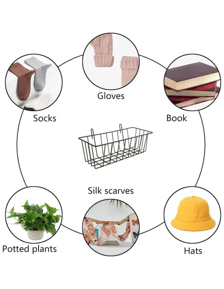 Cestas Colgantes de Alambre Oungy 10 PCS Negro 22.86x10.16 cm